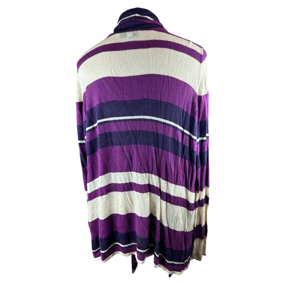 Lane Bryant Open Front Drape Lightweight Cardigan Purple Striped Plus Size 26/28 - Picture 10 of 11